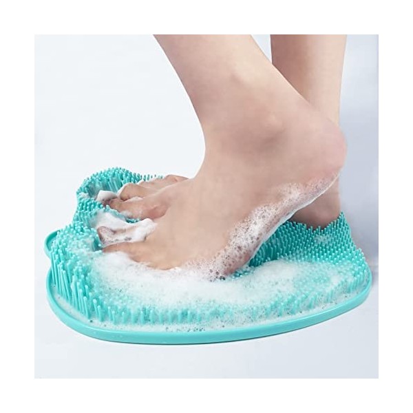 Laveur de Pieds de Douche, Foot Scrubber Douche Brosse Pieds avec Ventouse, Coussin de Massage Apaisant et Relaxant pour Nett