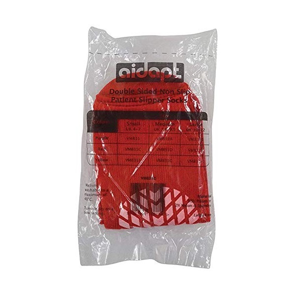 Aidapt Chaussettes Antidérapantes Double Face Taille 45-47 Rouge