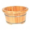 ZILOOK Seau de bain de pieds en bois naturel, avec perles de massage, baignoire de pied en bois massif, bol de bain portable 