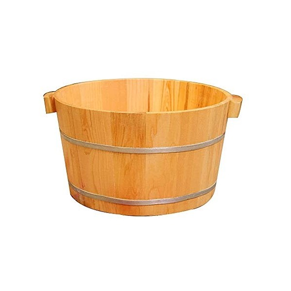 ZILOOK Seau de bain de pieds en bois naturel, bain de pieds avec couvercle pour les personnes âgées, bain de pieds épais, bol