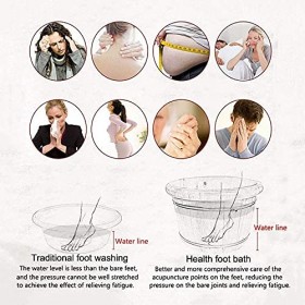 ZILOOK Seau de bain de pieds en bois naturel, baignoire de lavage de pieds domestique, bol de bain portable de salle de bain,