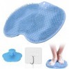 ZOCONE Tapis de douche pour pieds avec ventouses antidérapantes, tapis de massage avec brosse de douche et crochet pour massa