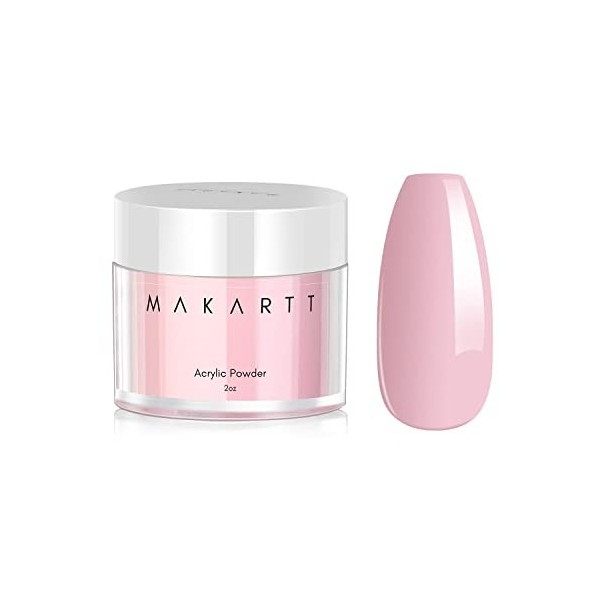 Makartt Poudre Acrylique Rose 2 oz Acrylique Colorée Fournitures pour Ongles Acrylique Poudre Acrylique pour Filles et Femmes