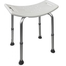 Mobiclinic®, Tabouret de Douche, fabriqué en Aluminium, Hauteur réglable, Tapis antidérapant, Dossier, Accoudoirs, Chaise de 