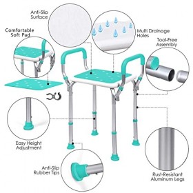 PEALOV Chaise De Douche,Chaise De Douche Réglable en Hauteur - 6 Niveaux De 37 à 50 Cm, pour Personnes Âgées, Handicapées,Enc
