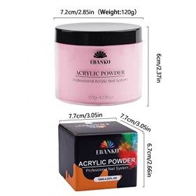 EBANKU Poudre Acrylique Rose, 120g/4.23oz Poudre Acrylique Grande Capacité Poudre Acrylique Professionnelle pour Extension Ac