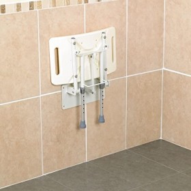 Days, Siège de Douche Mural avec Pattes, en Aluminium Robuste, Assise Perforée en Plastique, Siège Profilé avec Pattes Réglab