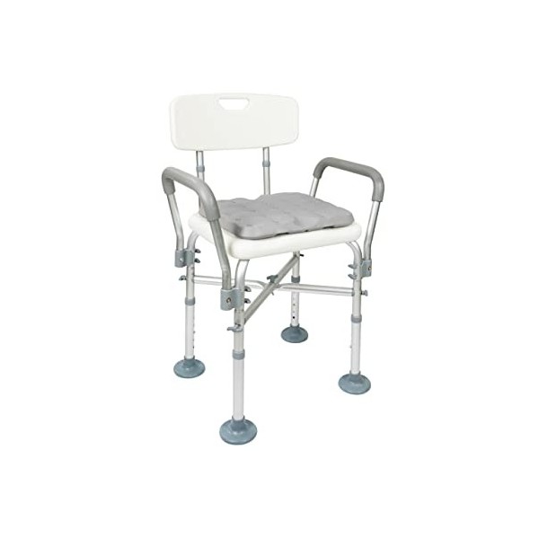 KMINA - Chaise de Douche 150 kg avec Double Traverse Renforcée et Coussin, Tabouret de Douche avec Accoudoirs, Siège de Dou