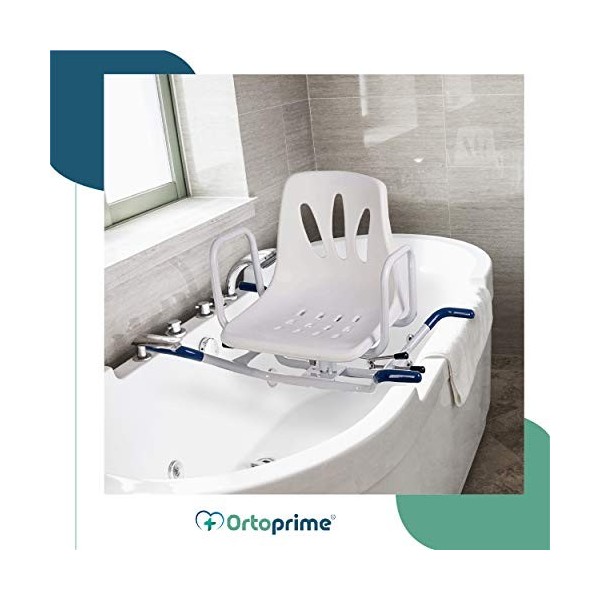 OrtoPrime Chaise de salle de bain pivotante à 360° - Siège pivotant pour Personnes âgées ou Handicapées - Chaise de Salle de 