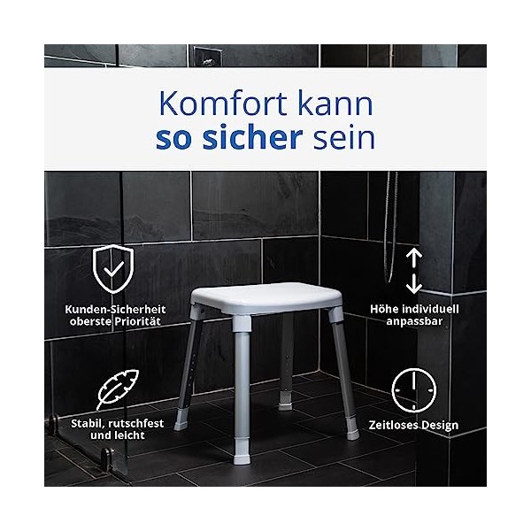 WEINBERGER Dusch- und Bad-Hocker der Serie Gratia/ideal für Senioren/für das Badezimmer/Farbe: Weiß/Modell: 43908
