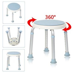MCTECH Tabouret de Douche Réglable en Hauteur Siège de Douche avec 360°siège pivotant