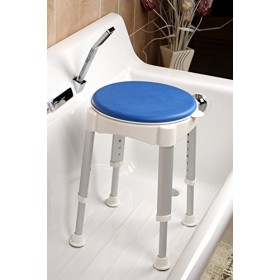 LOMOS Tabouret de Bain et de Douche avec Assise pivotante, Fonction antidérapante et SoftPad