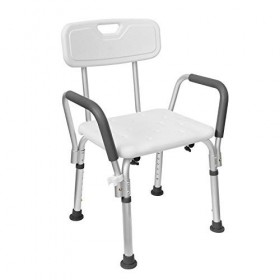 MCTECH MC-HAG1017 Tabouret de Douche rectangulaire réglable en Hauteur avec accoudoirs et Dossier pour Personnes âgées, Femme
