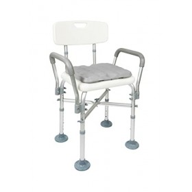 KMINA - Chaise de Douche 150 kg avec Double Traverse Renforcée et Coussin, Tabouret de Douche avec Accoudoirs, Siège de Dou