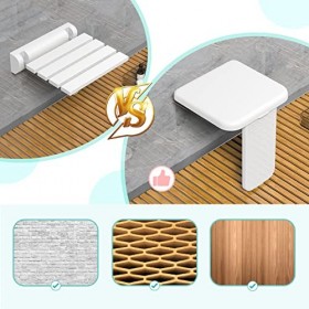 Heuffe Siege de Douche Mural Rabattable，Tabouret de Douche Pliable Mural，Chaise De Douche Antidérapante pour Handicapé Person
