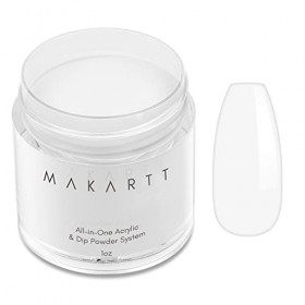 Makart Poudre dongle Acrylique, Poudre Acrylique 2 en 1, 1 oz. Poudre à Tremper Transparente pour Ongles Français Manucure S