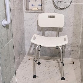 Chaise de douche/tabouret avec dossier, réglable en hauteur