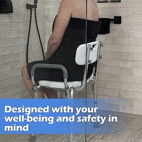 Sunnyload Chaise de douche avec accoudoirs et dossier, tabouret de douche amélioré en forme de U pour personnes âgées handica