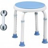 MCTECH Tabouret de douche réglable en hauteur avec forte Ventouse support Poignée pour salle de bain douche, chaise + poigné