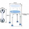 MCTECH Tabouret de douche réglable en hauteur avec forte Ventouse support Poignée pour salle de bain douche, chaise + poigné