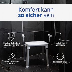 WEINBERGER Dusch- und Badestuhl der Serie Gratia mit Armlehnen/Senioren/rutschfest/höhenverstellbar/bis 150 kg belastbar/Farb