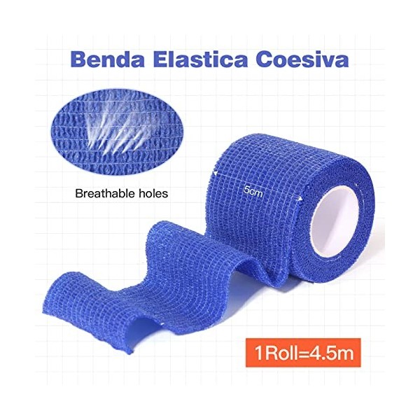12 Rouleaux de Bandage Elastique Cohésif 5 cm x 4,5 m, Auto-Adhésif non Tissé Bandage de Sport Bandages de Soins de la Peau P