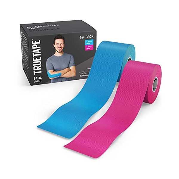 TRUETAPE® - Bandes de Kinésiologie en diverses coleurs | Rouleau de 5m x 5cm | Kinesio Tape imperméable et élastique pour le 