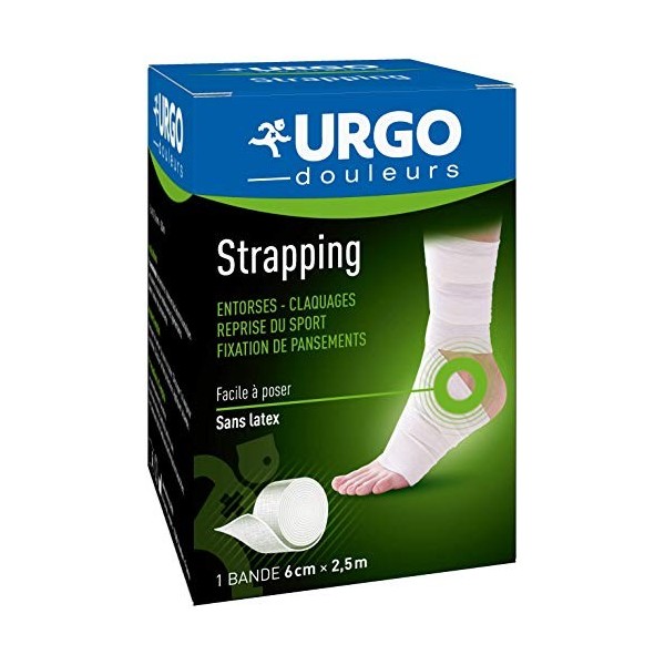 Urgo - Strapping - Bande élastique adhésive - Contention / Fixation de pansements - 1 bande 2,5mx6cm