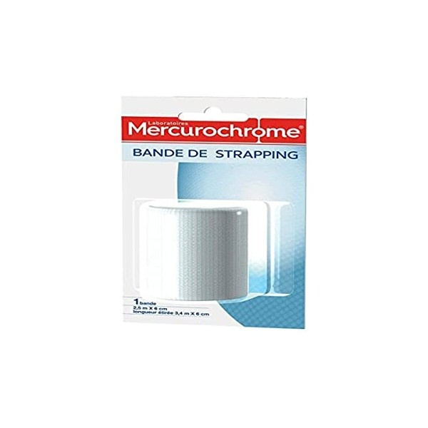 MERCUROCHROME - Bande de Strapping Maintien des Articulations - Format 2,5 m x 6 cm