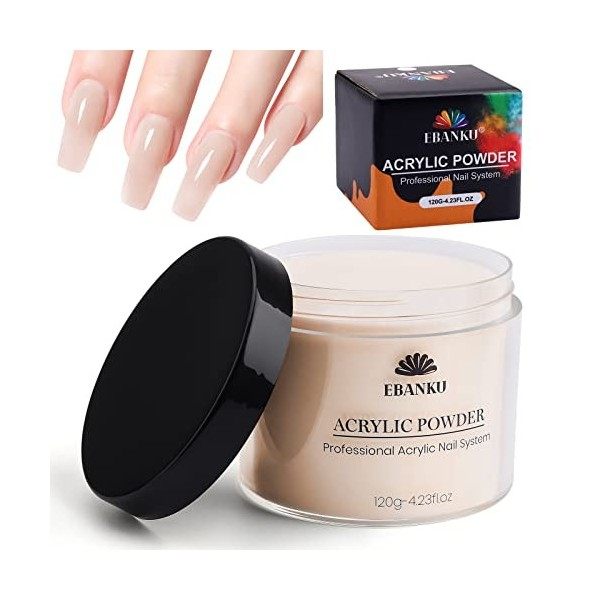 EBANKU Poudre acrylique nude, poudre acrylique de 120 g/4,23 oz poudre acrylique professionnelle de grande capacité pour lex