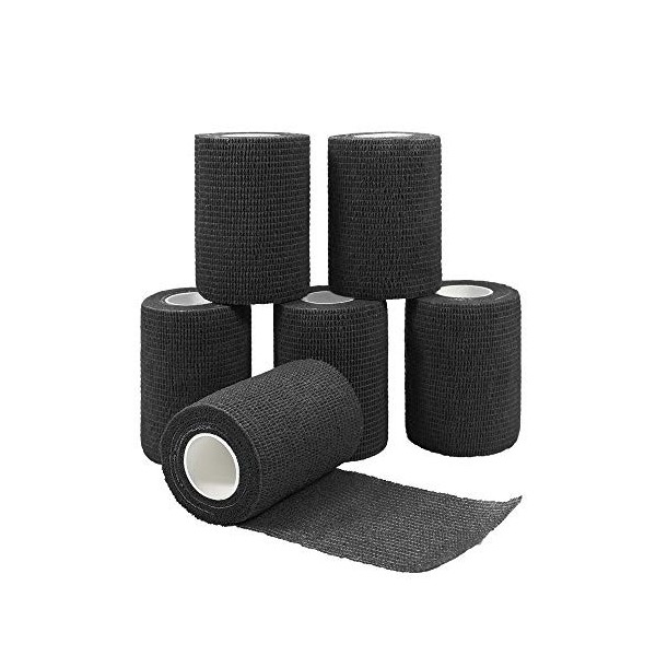 QiGui 6 Rouleaux Sports Bande Cohésive Elastiques Bandage Médical ,Pansements Adhésifs pour Doigt Mains Pieds Poignets 7,5cm 