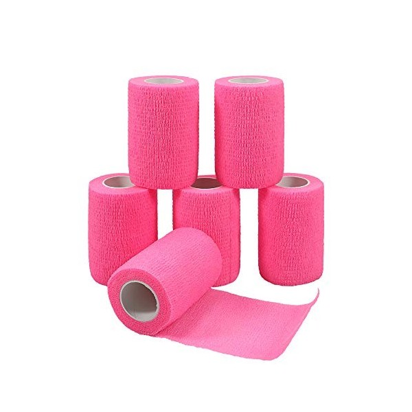 QiGui 6 Rouleaux Sports Bande Cohésive Elastiques Bandage Médical ,Pansements Adhésifs pour Doigt Mains Pieds Poignets 7,5cm 