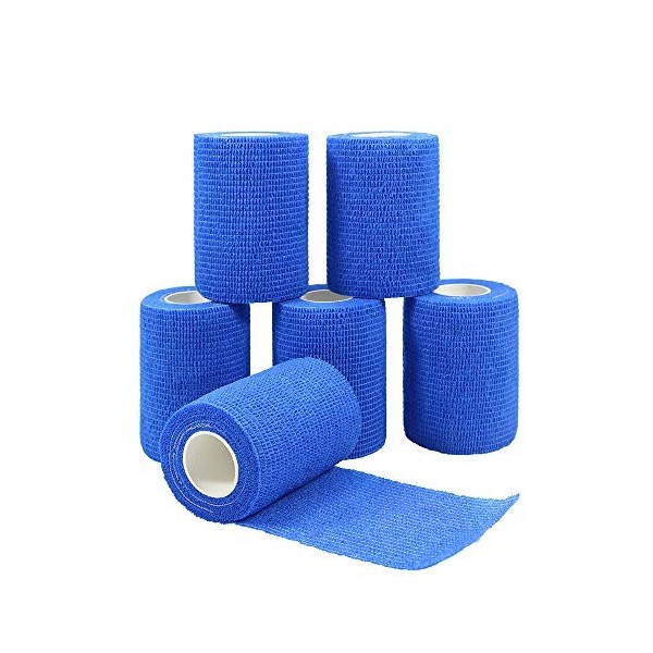 QiGui 6 Rouleaux Sports Bande Cohésive Elastiques Bandage Médical ,Pansements Adhésifs pour Doigt Mains Pieds Poignets 7,5cm 