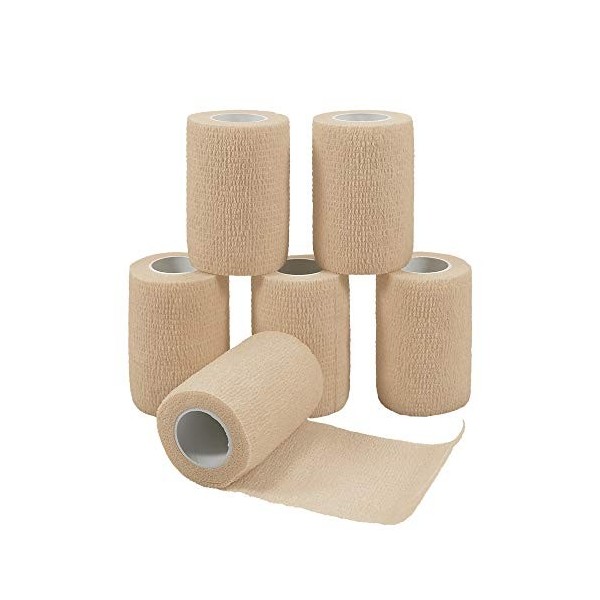 QiGui 6 Rouleaux Sports Bande Cohésive Elastiques Bandage Médical ,Pansements Adhésifs pour Doigt Mains Pieds Poignets 7,5cm 