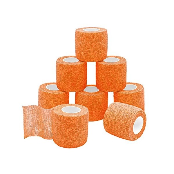 QiGui 8 Rouleaux Bandage Autoadhésif Bandage Medical pour Premiers Secours Bandage Pansements Elastique Bandage Animal Vétéri