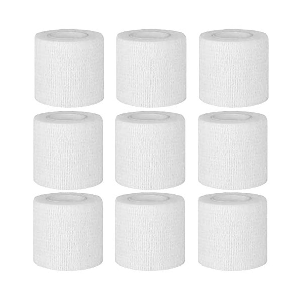 ADMITRY 9 Rouleaux Bande Cohésive 5 cm x 4,5 m Bandage Autoadhésif Plusieurs Couleurs Bande Auto Adhésif Strap Doigt Cheville