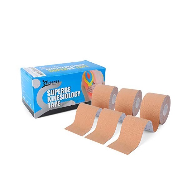 Superbe Bande Kinesiologie K Taping Pack de 3 Tape Sport 5cm x 5m Beige 