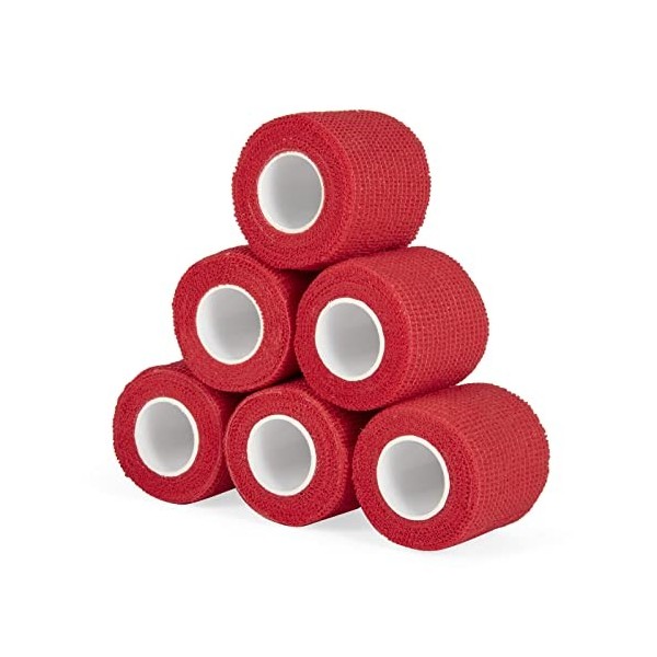 Sagafly 6 Rouleaux Bandage Autoadhésif Bande Cohesive 5cm x 450cm Cohésifs Sports Bande Elastiques Bandage Medical Vet Wrap p