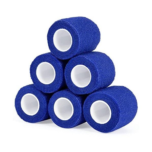 Sagafly 6 Rouleaux Bandage Autoadhésif Bande Cohesive 5cm x 450cm Cohésifs Sports Bande Elastiques Bandage Medical Vet Wrap p