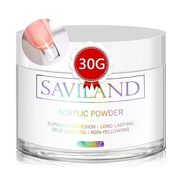 Saviland 30g Poudre Acrylique Pour Ongles Rosa - Poudre Acrylique Professionnelle pour Extension Acrylique ongle, Nail Art 3D