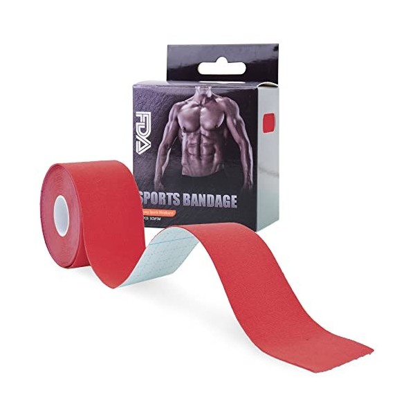 Bande Kinesiologie Tape, Lot de 4 Rouleau de 5m x 5cm, Kinesio Tape Imperméable Élastique Tape pour Sport & Physio,Kinesiolog