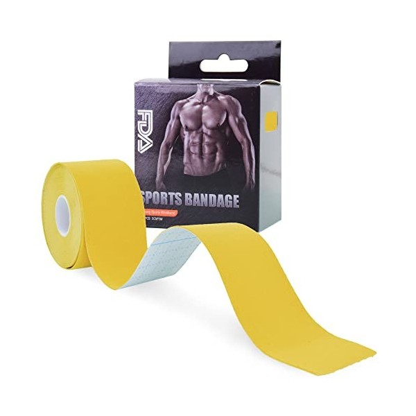 Bande Kinesiologie Tape, Lot de 4 Rouleau de 5m x 5cm, Kinesio Tape Imperméable Élastique Tape pour Sport & Physio,Kinesiolog