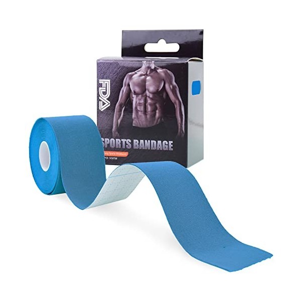 Bande Kinesiologie Tape, Lot de 4 Rouleau de 5m x 5cm, Kinesio Tape Imperméable Élastique Tape pour Sport & Physio,Kinesiolog