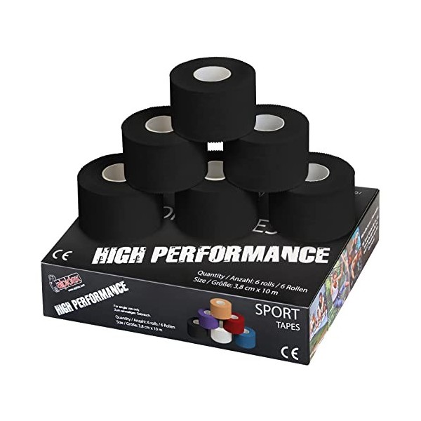 ALPIDEX 6 x Sport Tape 3,8 cm x 10 m Ruban Adhésif Sport Différente Couleurs Articulation Bandage Non Élastique Handball Foot