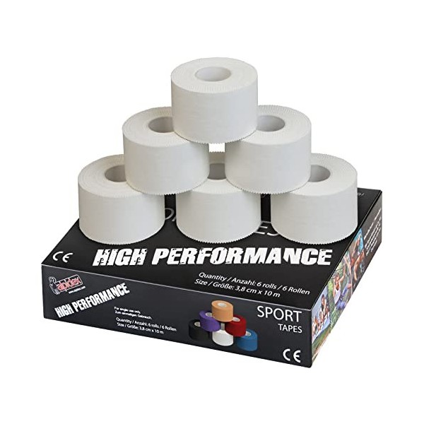 ALPIDEX 6 x Sport Tape 3,8 cm x 10 m Ruban Adhésif Sport Différente Couleurs Articulation Bandage Non Élastique Handball Foot