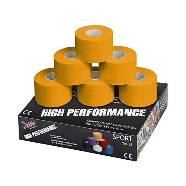 ALPIDEX 6 x Sport Tape 3,8 cm x 10 m Ruban Adhésif Sport Différente Couleurs Articulation Bandage Non Élastique Handball Foot