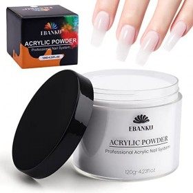 EBANKU Poudre Acrylique Transparente, 120g/4.23oz Poudre Acrylique Professionnelle Grande Capacité Poudre Acrylique pour Ongl