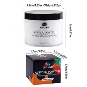 EBANKU Poudre Acrylique Transparente, 120g/4.23oz Poudre Acrylique Professionnelle Grande Capacité Poudre Acrylique pour Ongl