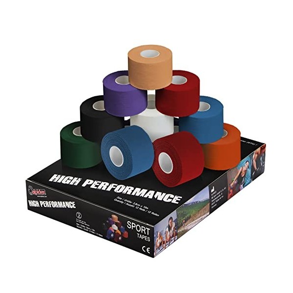 ALPIDEX 12 x Sport Tape 3,8 cm x 10 m Ruban Adhésif Sport Différente Couleurs Articulation Bandage Non Élastique Handball Foo