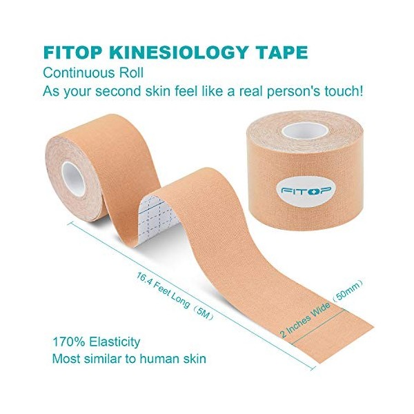 FITOP Bande de Kinésiologie Coton Rouleau 5cm X 5m Beige 